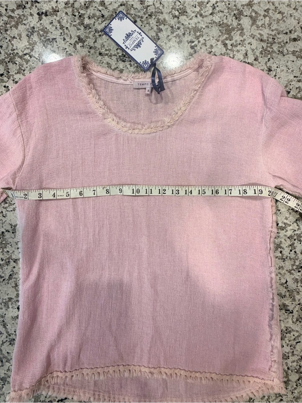 Tempo Paris Blush Pink Fringed Tunic Top - Picture 8 of 8